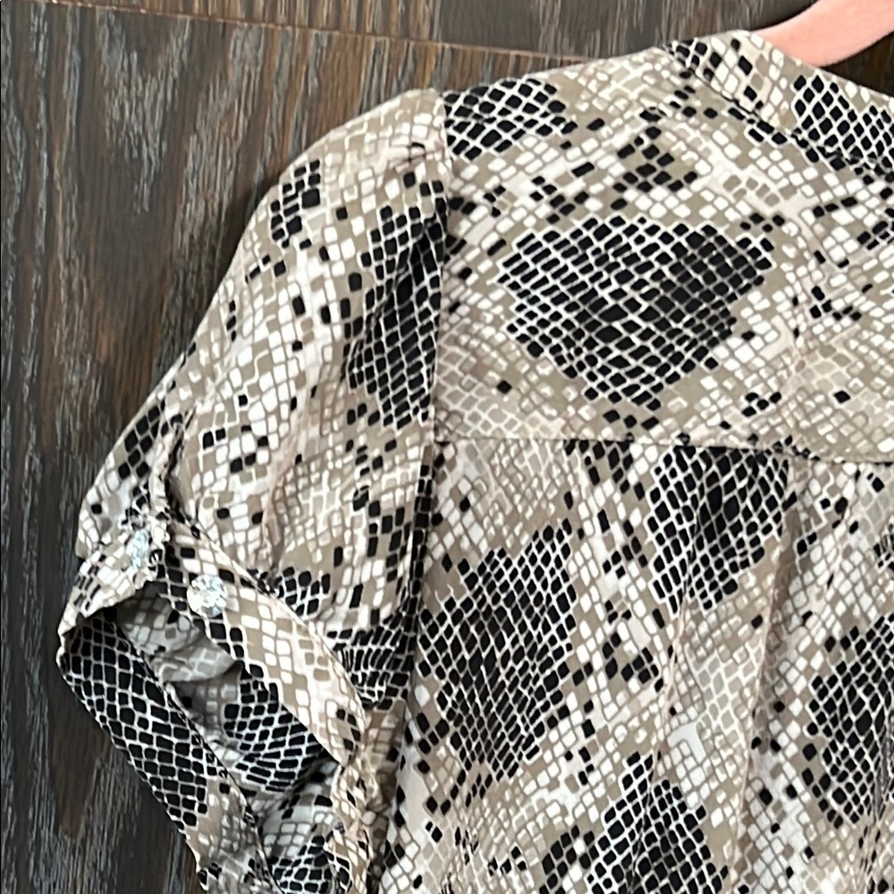 100% Silk International Concepts Ruffled Snake Print Dress, Baby Doll Fairy, 10 - Picture 11 of 11